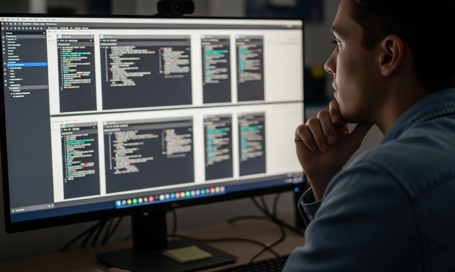 Person comparing features on a screen - AI collaboration platform