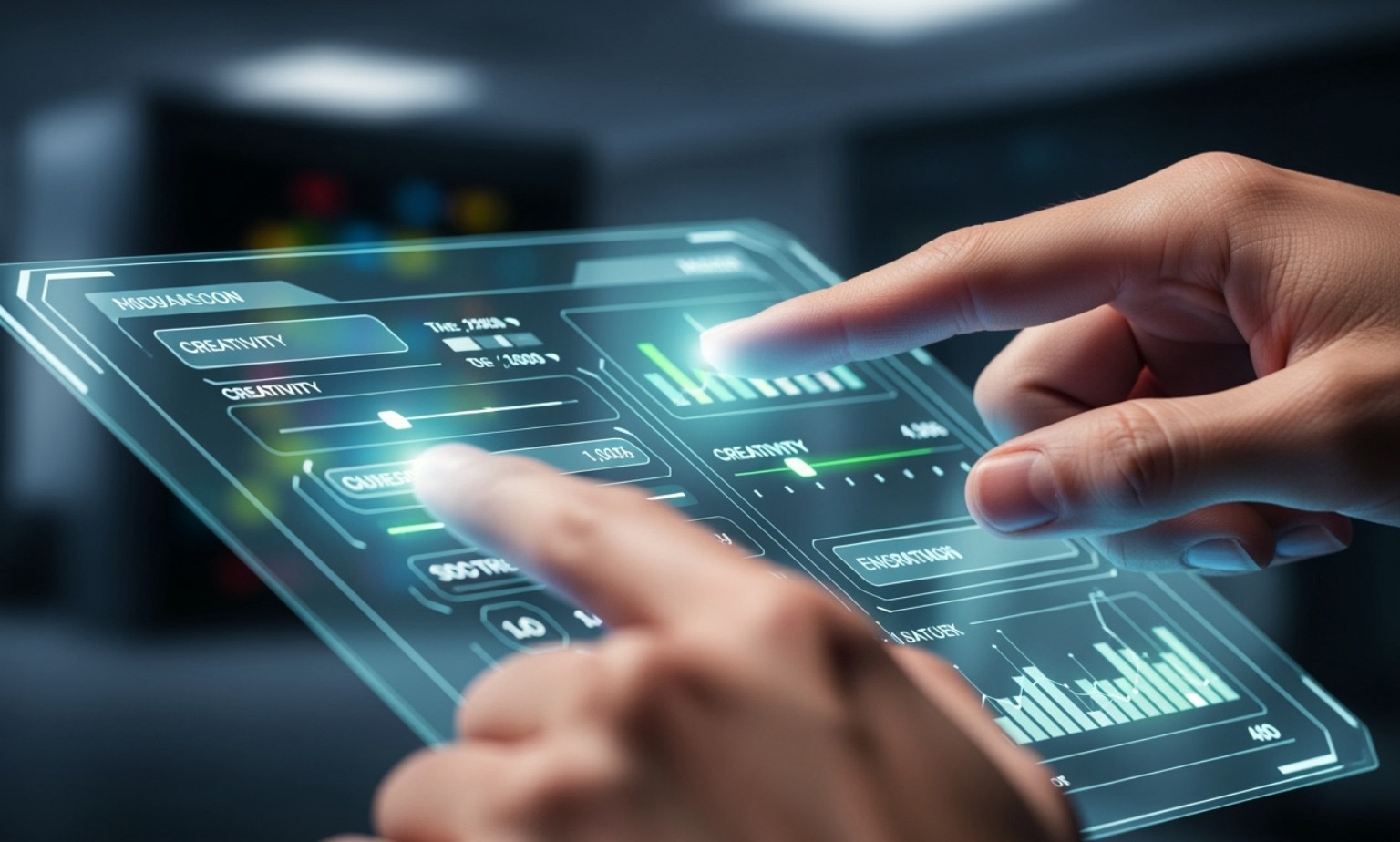 A person's hands delicately adjusting settings on a digital screen, symbolizing prompt engineering - AI prompt marketplace